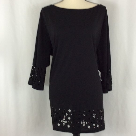 Belldini Tops - Belldini Black Laser Cut Out Blouse 208A